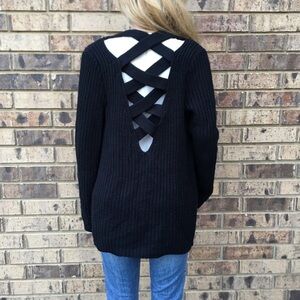 Open criss cross back cardigan